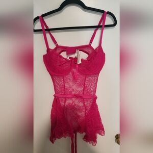Victoria's Secret Pink Lace Apron Lingerie XL